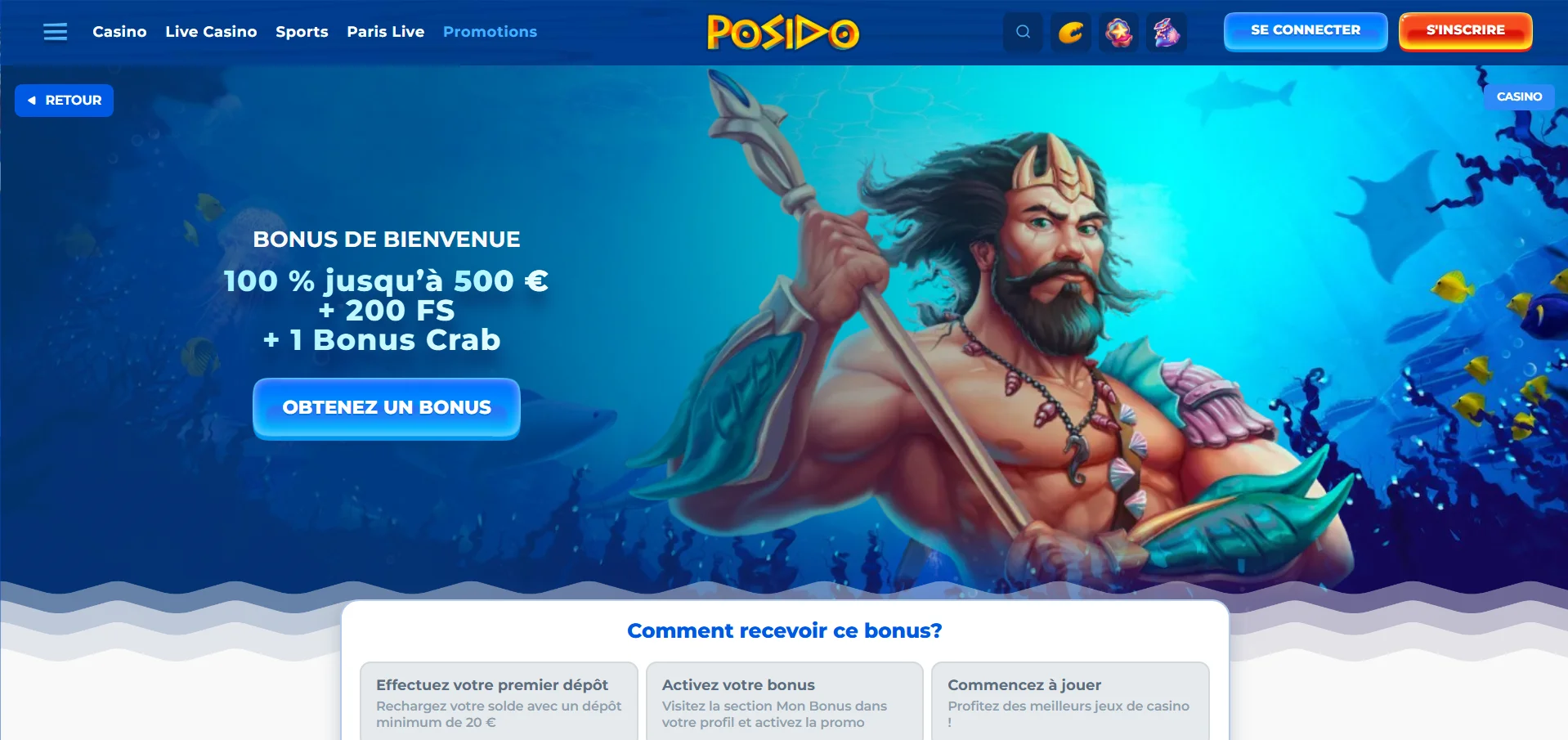 Posido Casino : bonus de bienvenue